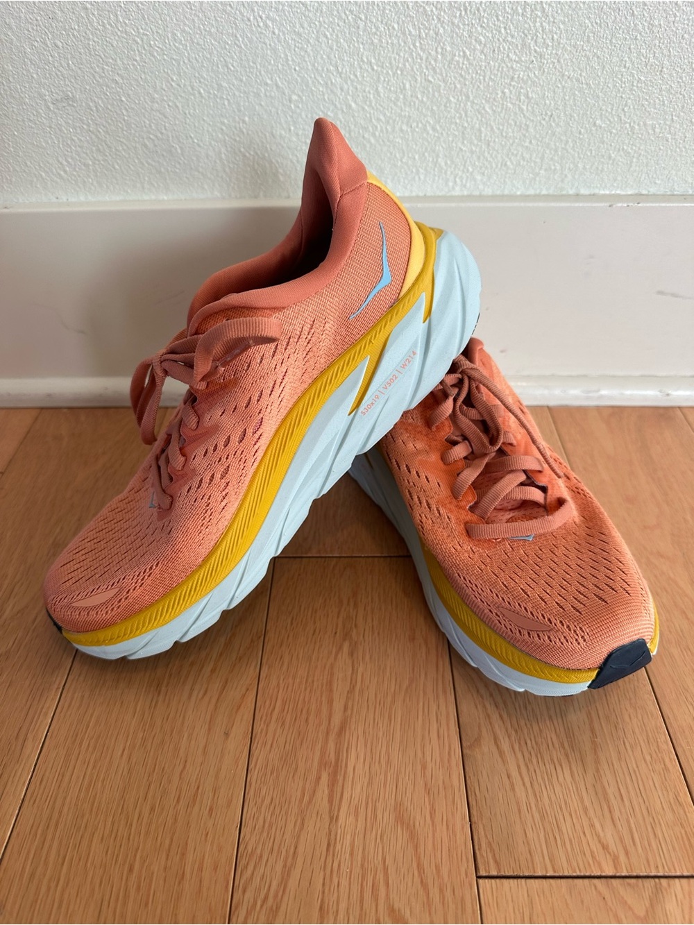 HOKA Clifton 8 Sneakers Womens Size 6 Sun Baked Shell Coral Orange Running Shoes